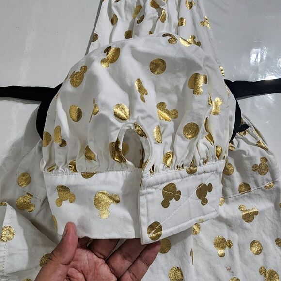 Disney Girls Chef Cooking Baking Apron & Minnie Mouse Ears Hat Set Gold Metallic - Picture 6 of 16